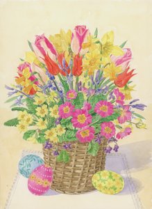 复活节篮子，1996年（纸上wc） 作者 琳达·本顿